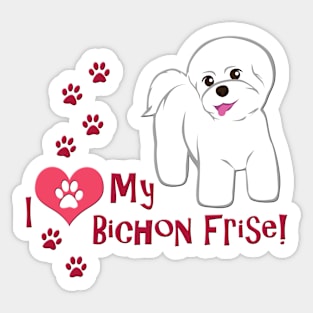 I Love My Bichon Frise Sticker